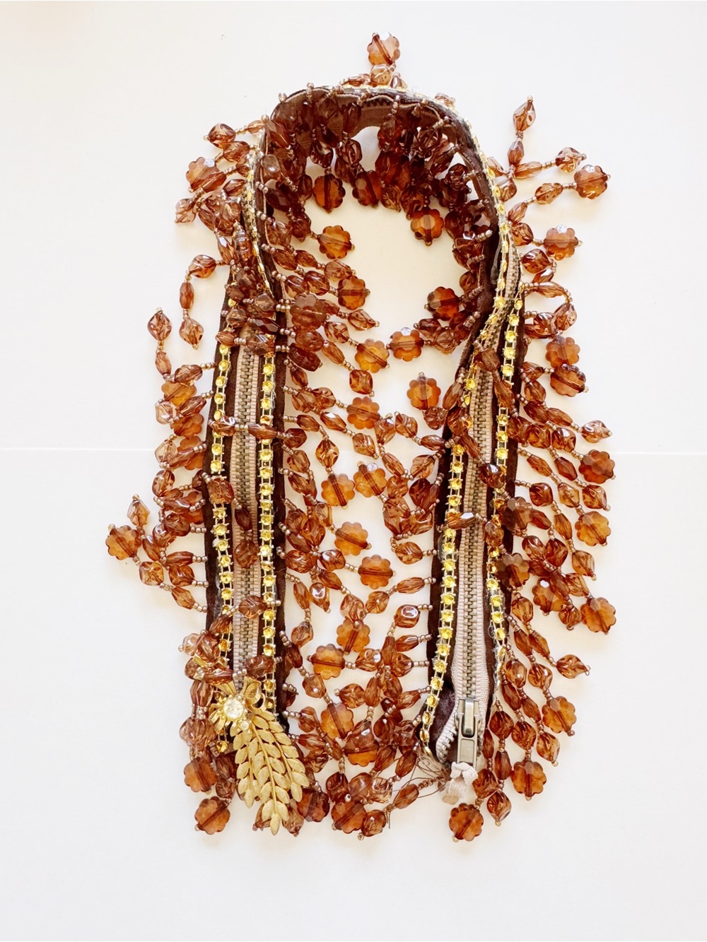 Multi-Strand Amber Bead Necklace with Gold Accents